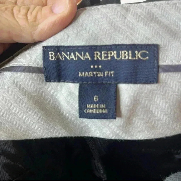 Banana Republic Martin Fit Trouser Pant Women 6 Black Wide Leg Stretch Low Rise - Picture 7 of 8
